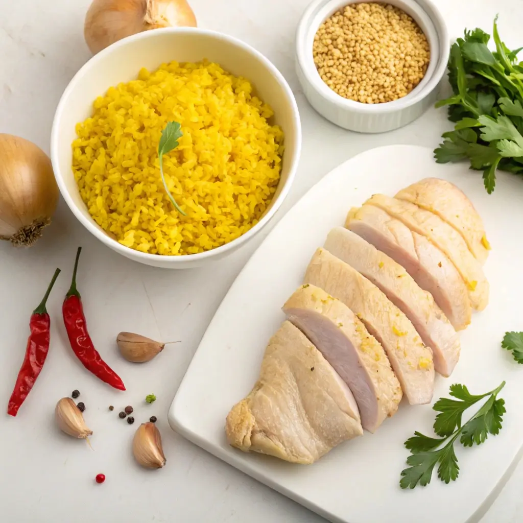  Chicken and yellow Rice ingredients